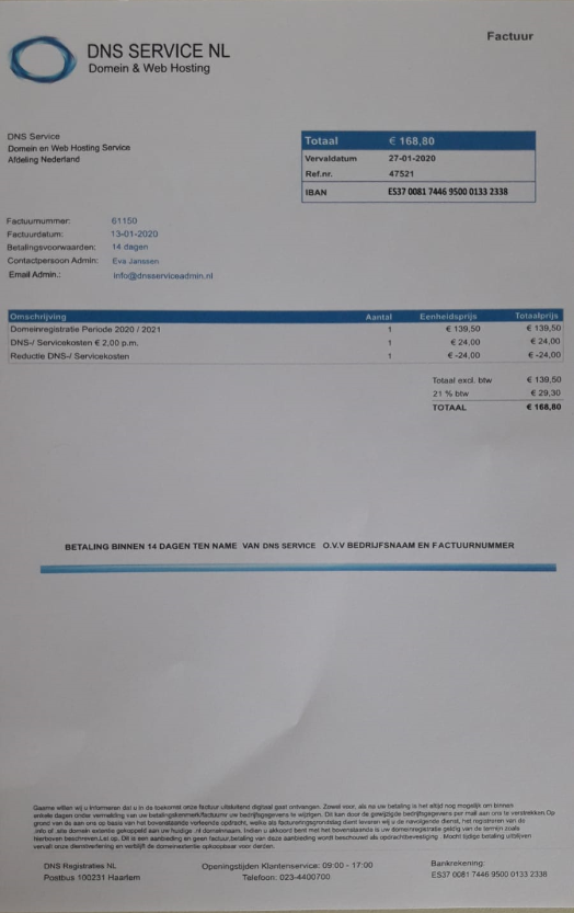 Spookfactuur let op!