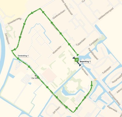 Wegomleiding herinrichting aansluiting IJsvogelpad Winkel