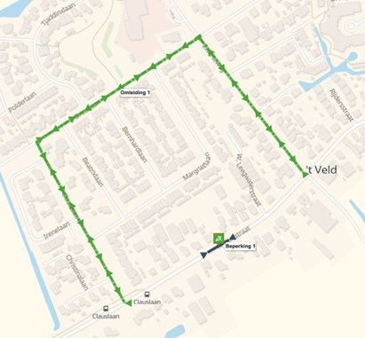 Omleiding Rijdersstraat &#39;t Veld